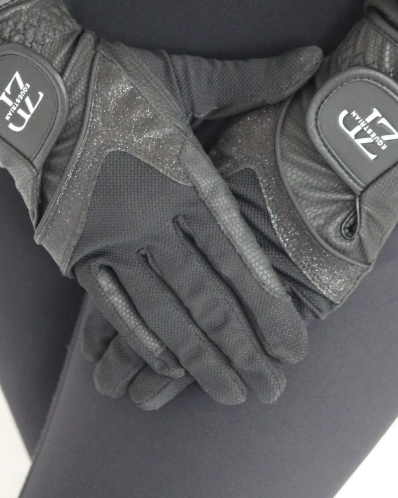 ZP Gloves "Black Glitter" EQUESTRIAN ZP Gloves "Black Glitter" EQUESTRIAN